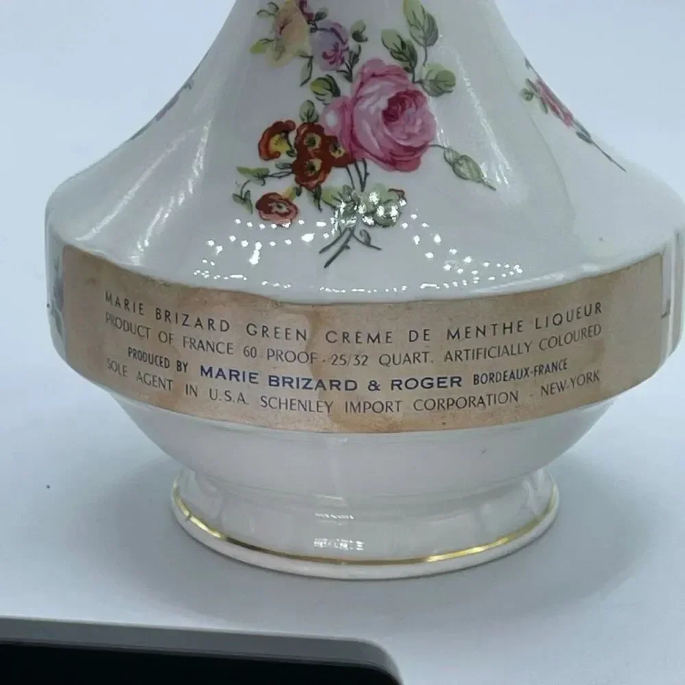 Vintage Limoges porcelain decanter Chantilly pattern crème de Menthe